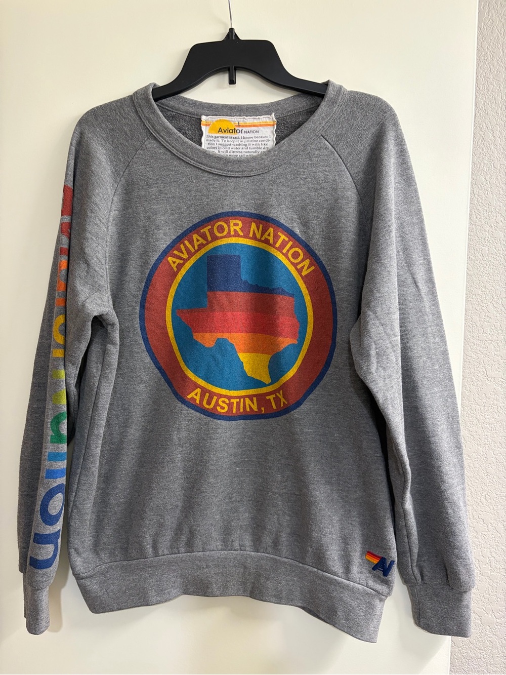 Aviator Nation Austin TX State Graphic Sweatshirt Gray L